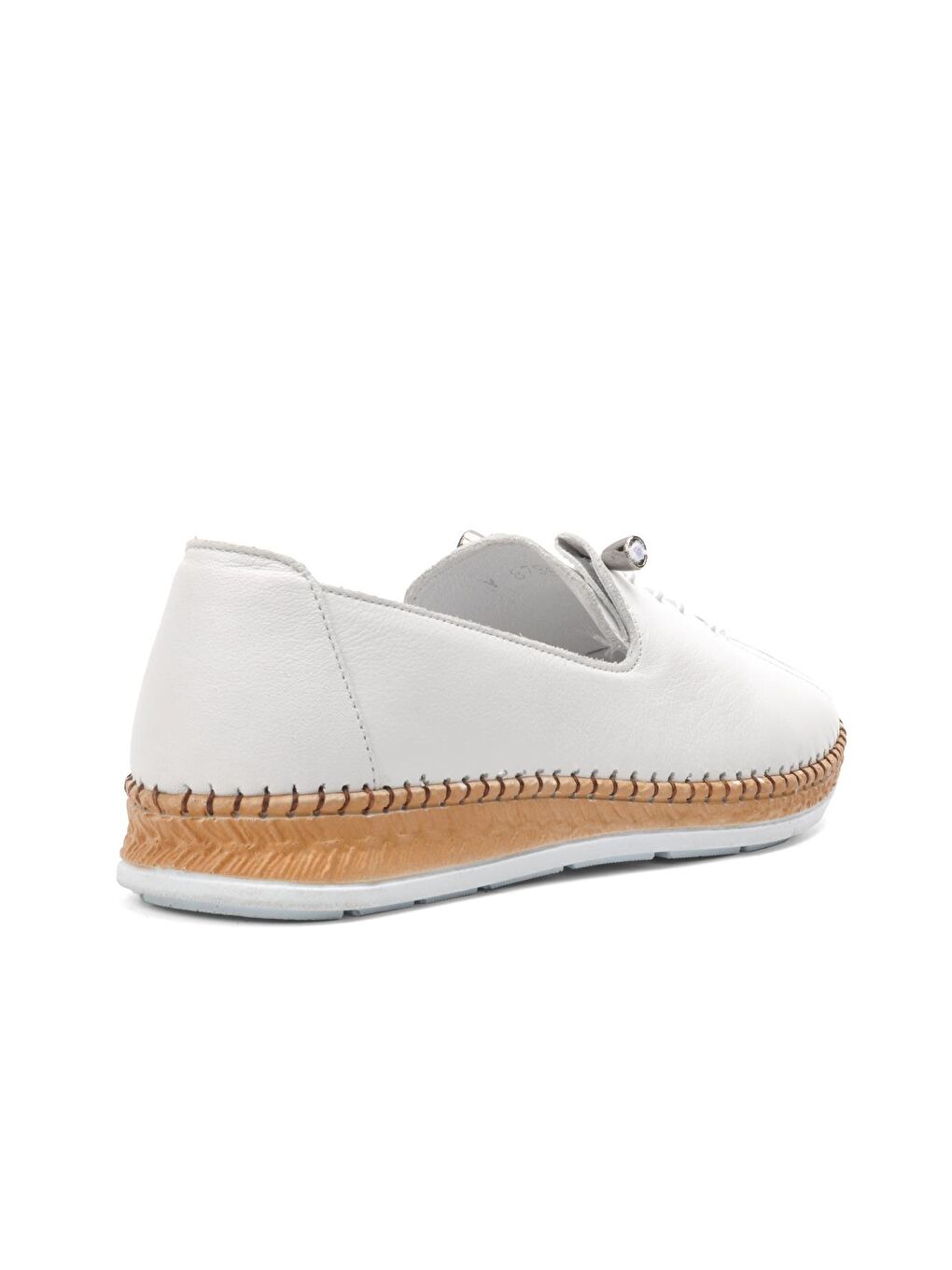 Beyaz Hakiki Deri Kadın Babet Ayakkabı 8786-3