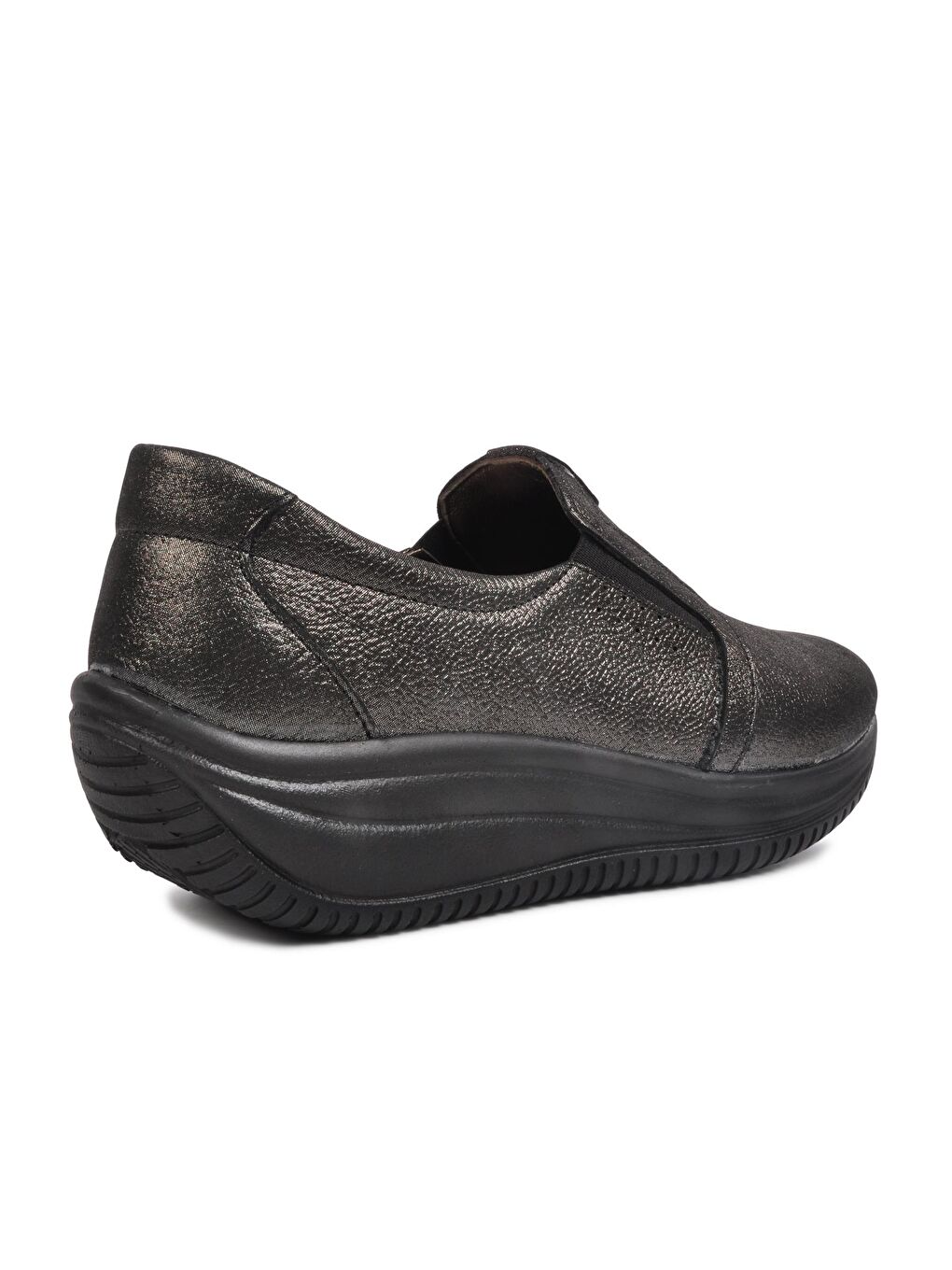 Gri Hakiki Deri Kadın Klasik Ayakkabı-2