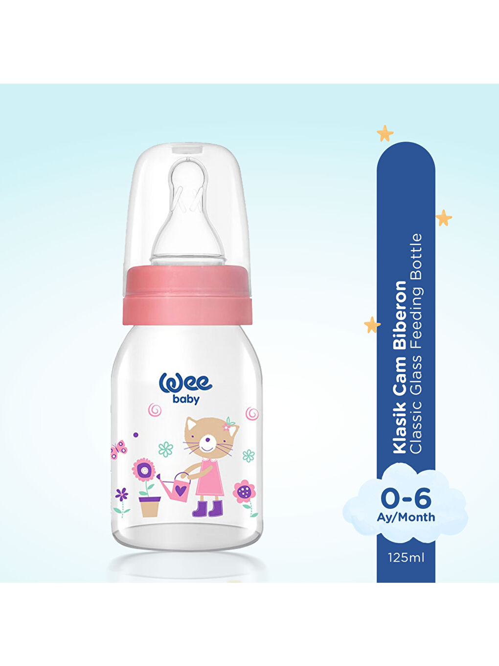 Klasik Cam Biberon 125 ml - Pembe-1
