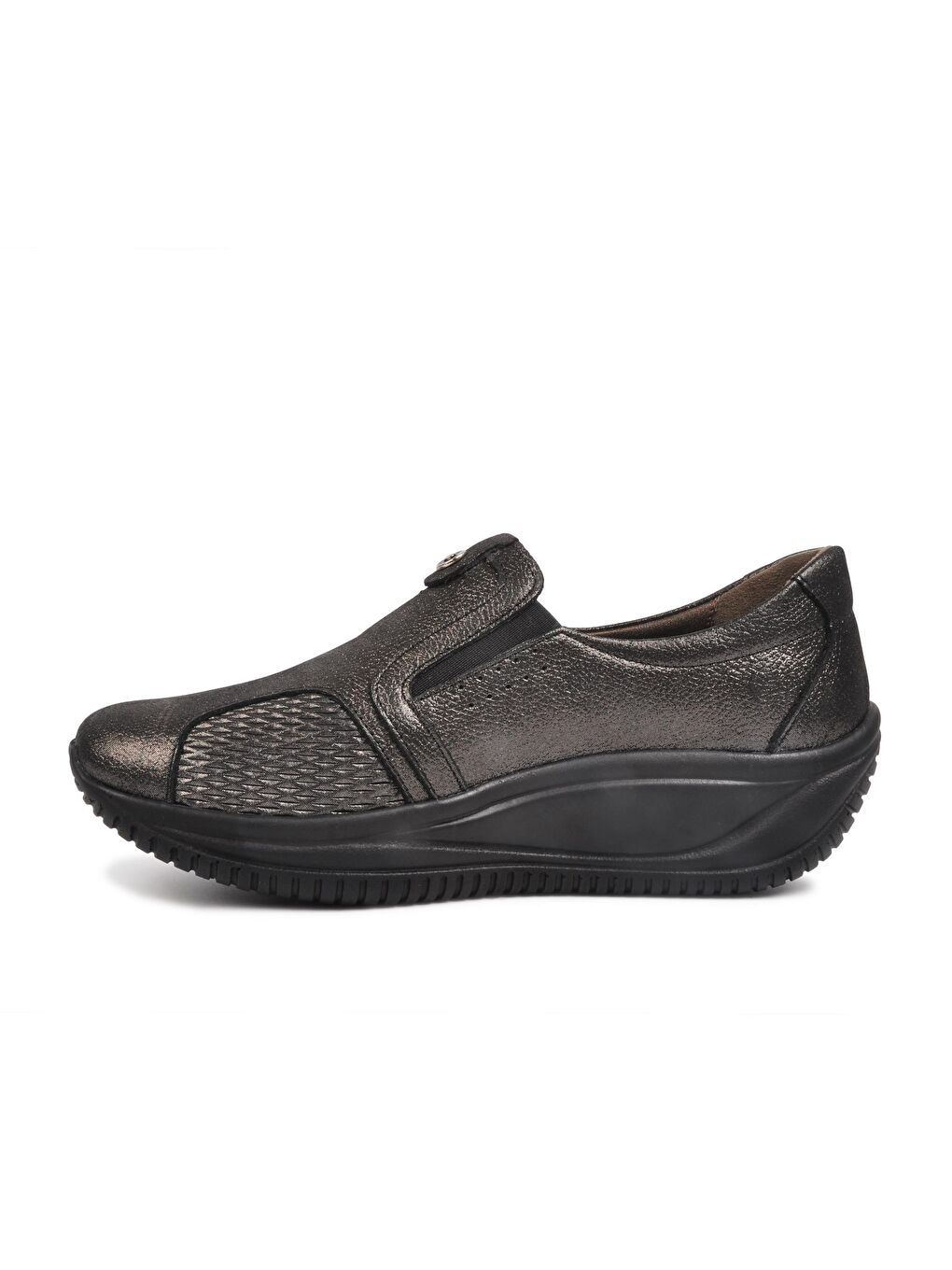 Gri Hakiki Deri Kadın Klasik Ayakkabı-3