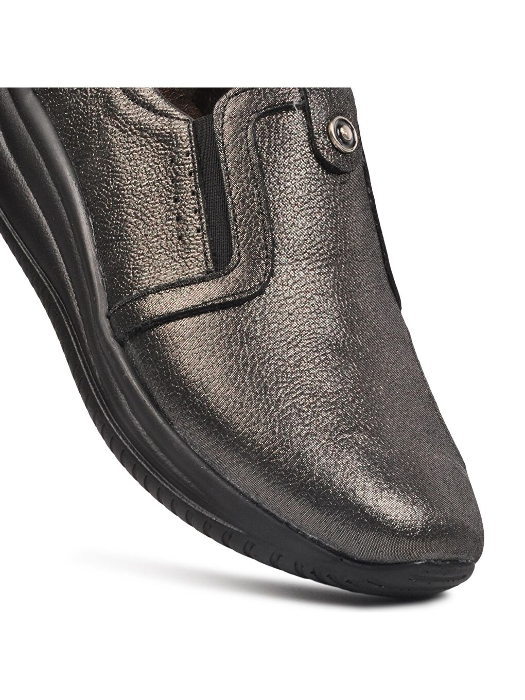 Gri Hakiki Deri Kadın Klasik Ayakkabı-4