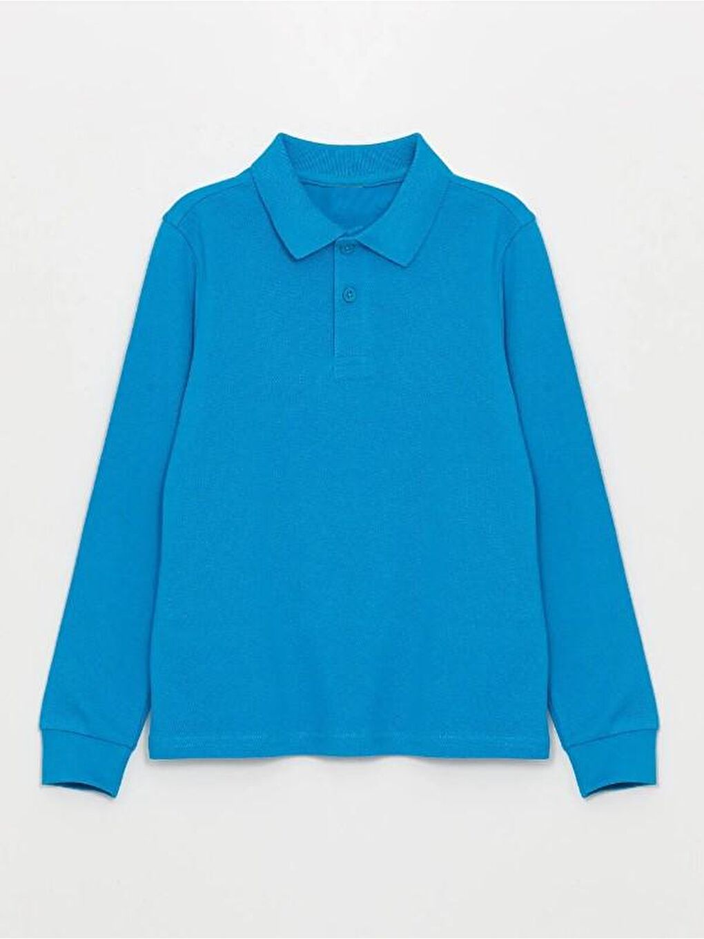 Mavi Unisex Uzun Kol Lakos Polo Yaka Okul Tshirt