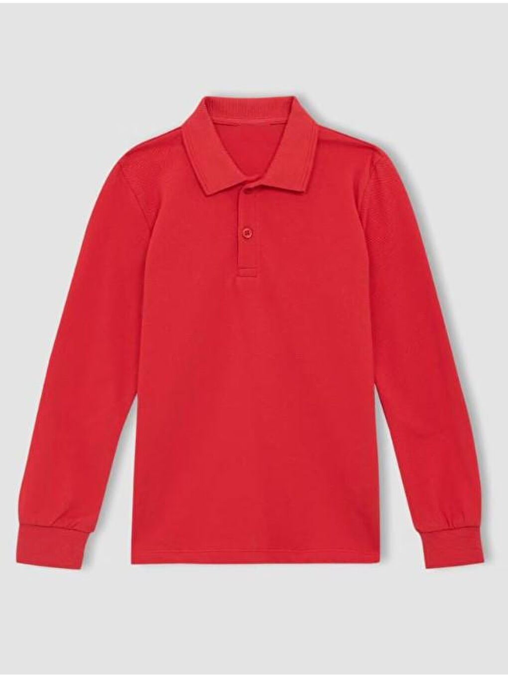 Kırmızı Unisex Uzun Kol Lakos Polo Yaka Okul Tshirt