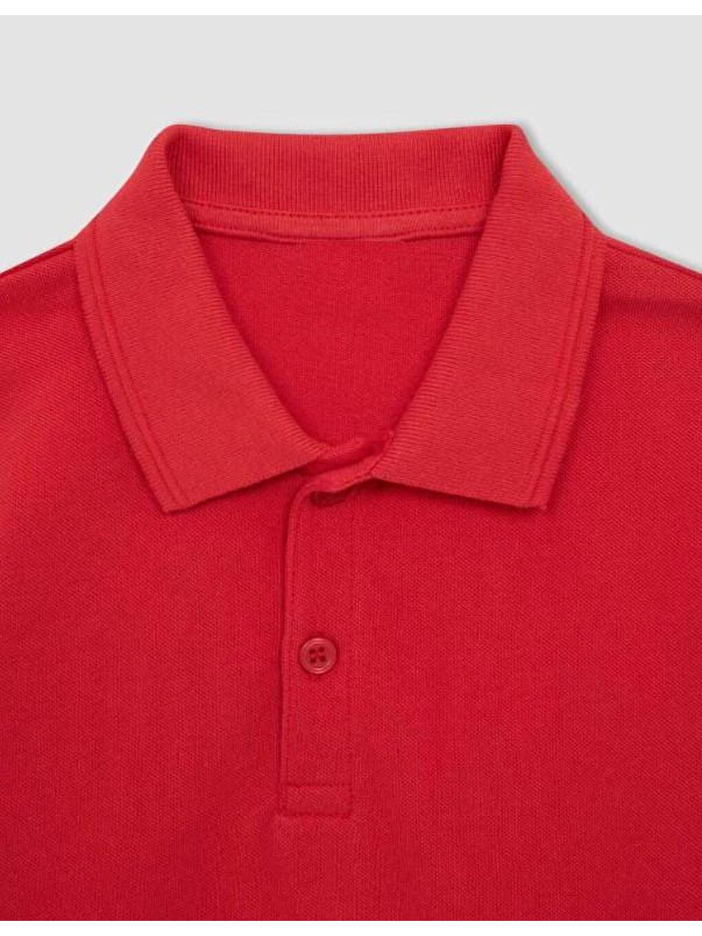 Kırmızı Unisex Uzun Kol Lakos Polo Yaka Okul Tshirt-1