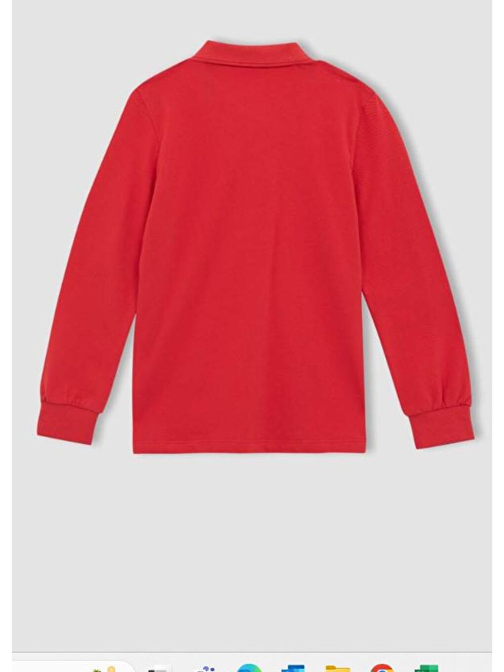 Kırmızı Unisex Uzun Kol Lakos Polo Yaka Okul Tshirt-2