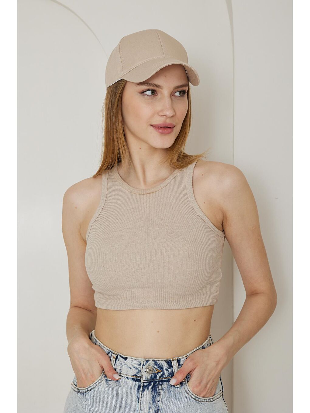 Kadın Kep Şapka Bej - Agnes-5