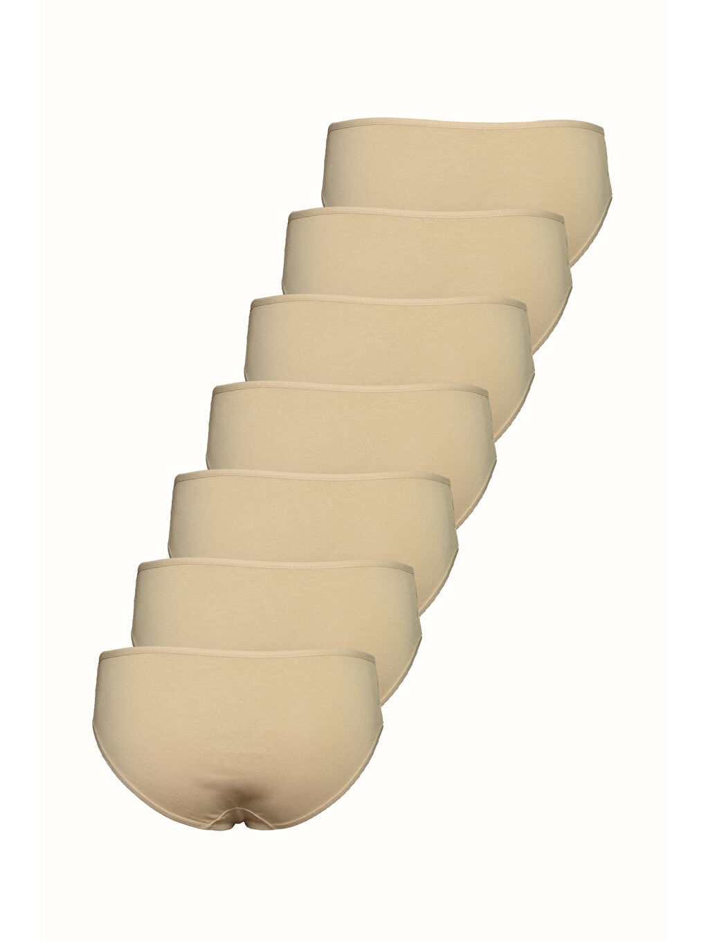 Bej 7 li Paket Yüksek Bel Bikini Külot 524 Ten-1