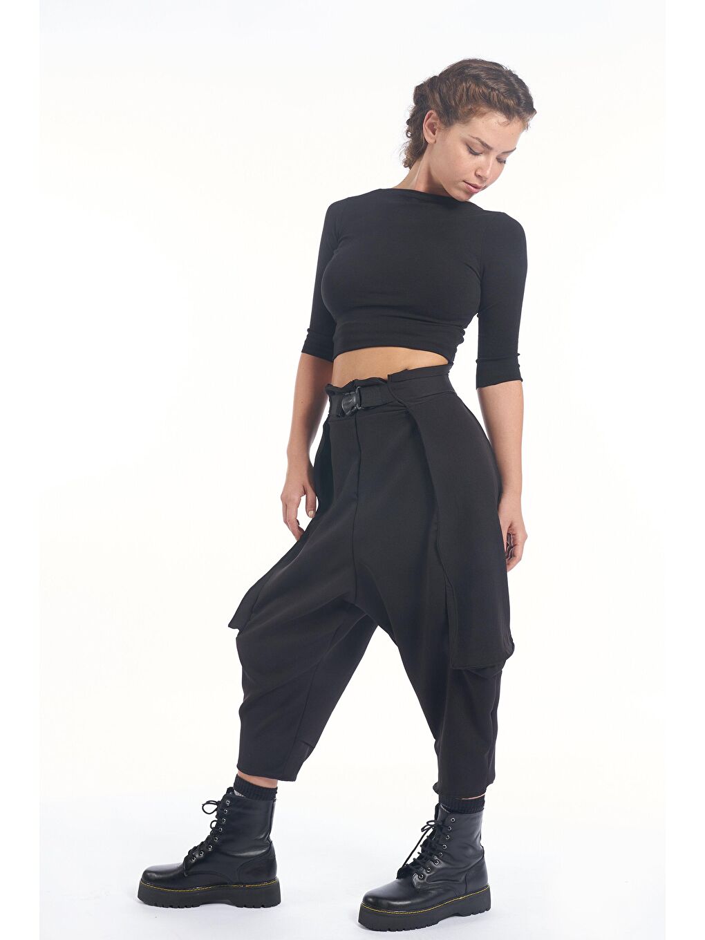 Siyah Kadın Şalvar Pantolon Laila Black-1