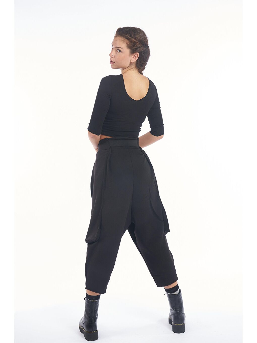 Siyah Kadın Şalvar Pantolon Laila Black-2