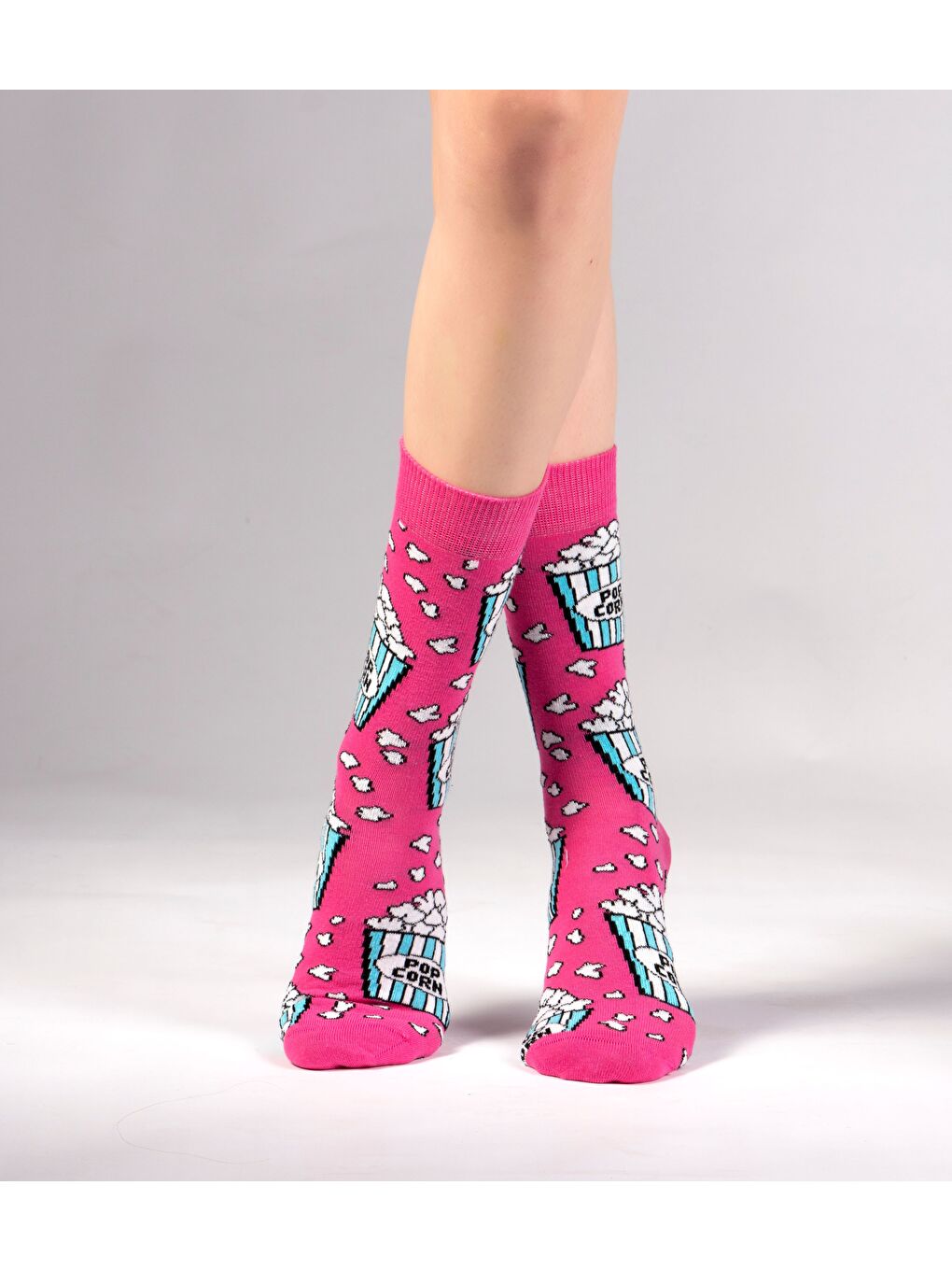 Fuşya Pop Corn Desenli Çorap-1