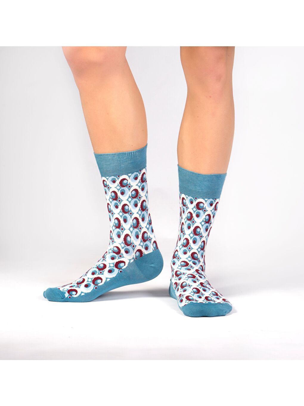 Bordo Bubble Desenli Soket Çorap-1