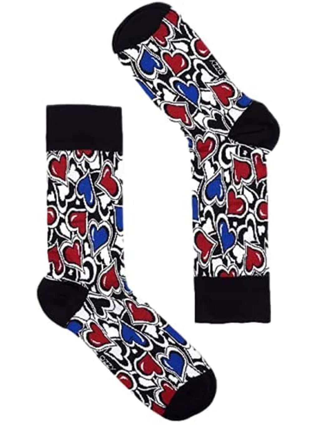 Siyah Kalp Desenli Soket Çorap-1