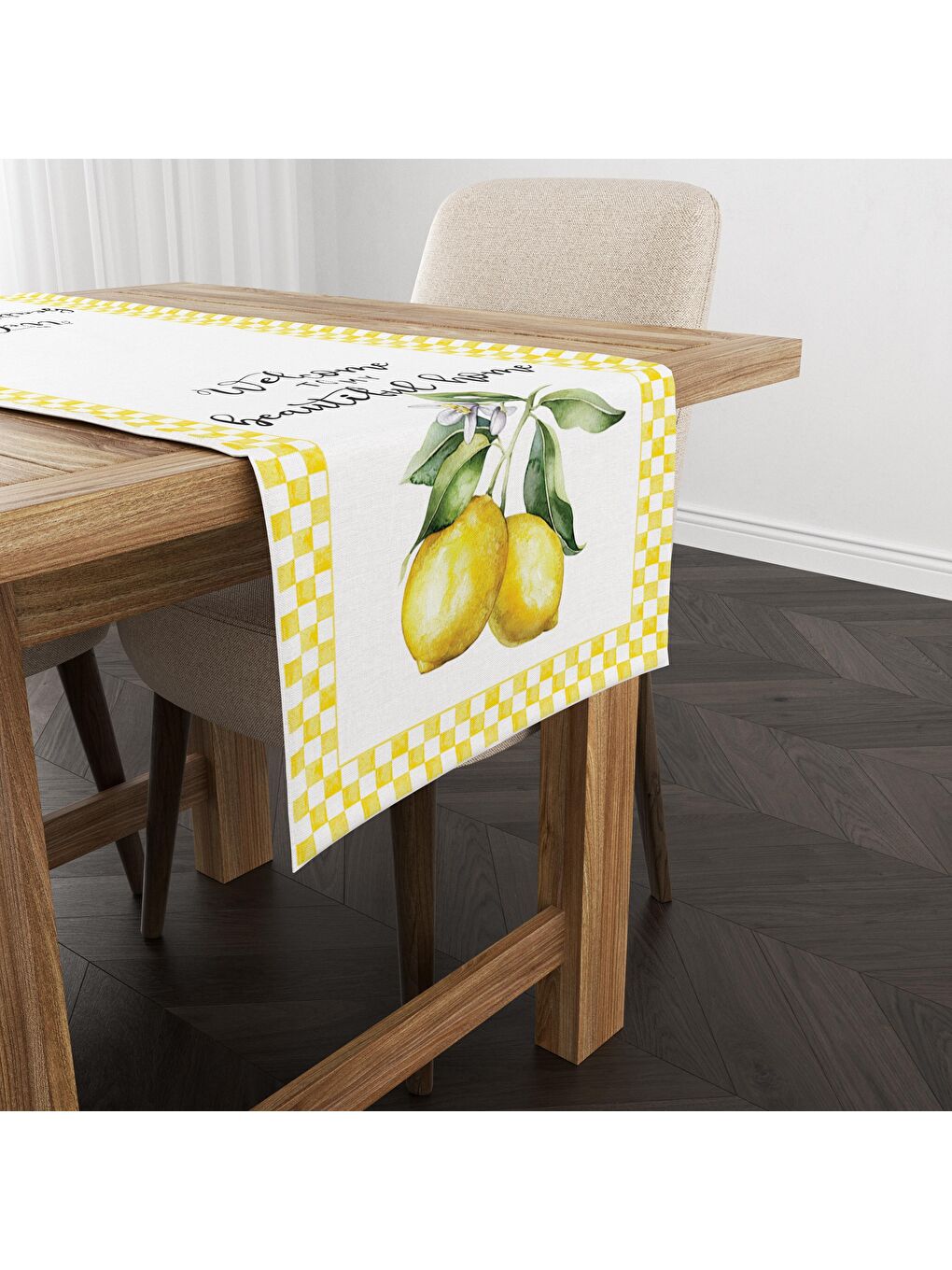 EVMİLA Sarı Limon desenli baskılı 40x140 cm runner 40x140 cm - 1