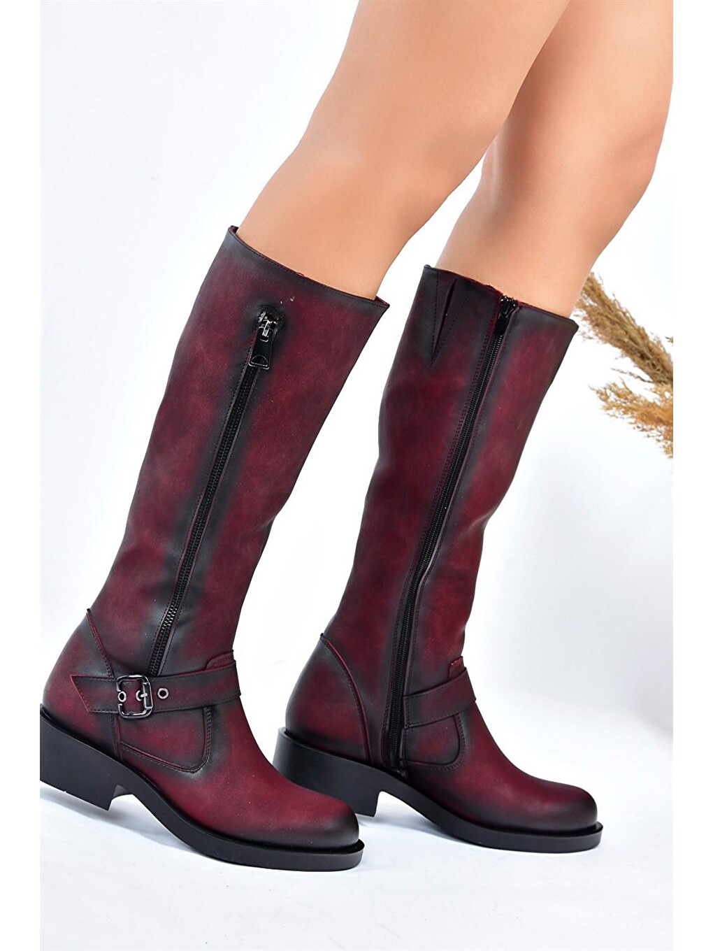 E674270509 Bordo Kadın Çizme