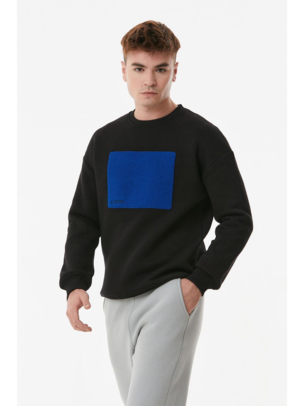 Fullamoda Siyah Nakışlı Bisiklet Yaka Sweatshirt