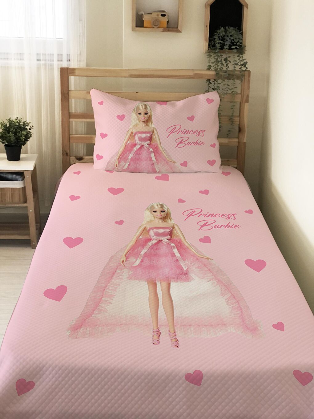 Karışık Prenses Kız Desenli Bebek Ve Çocuk Baskılı Tek Kişilik Pike Takımı 160x220