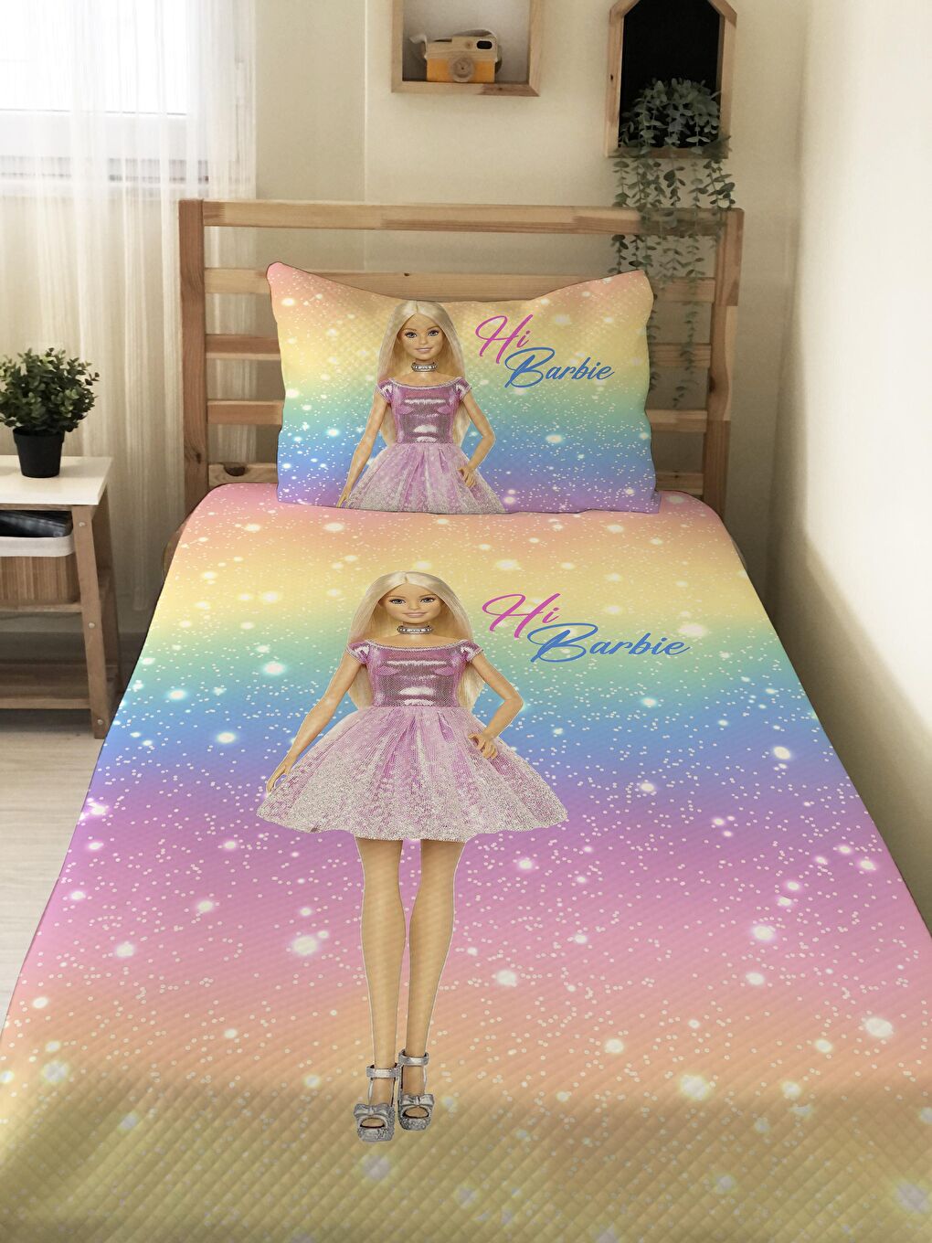 Karışık Prenses Kız Desenli Bebek Ve Çocuk Baskılı Tek Kişilik Pike Takımı 160x220