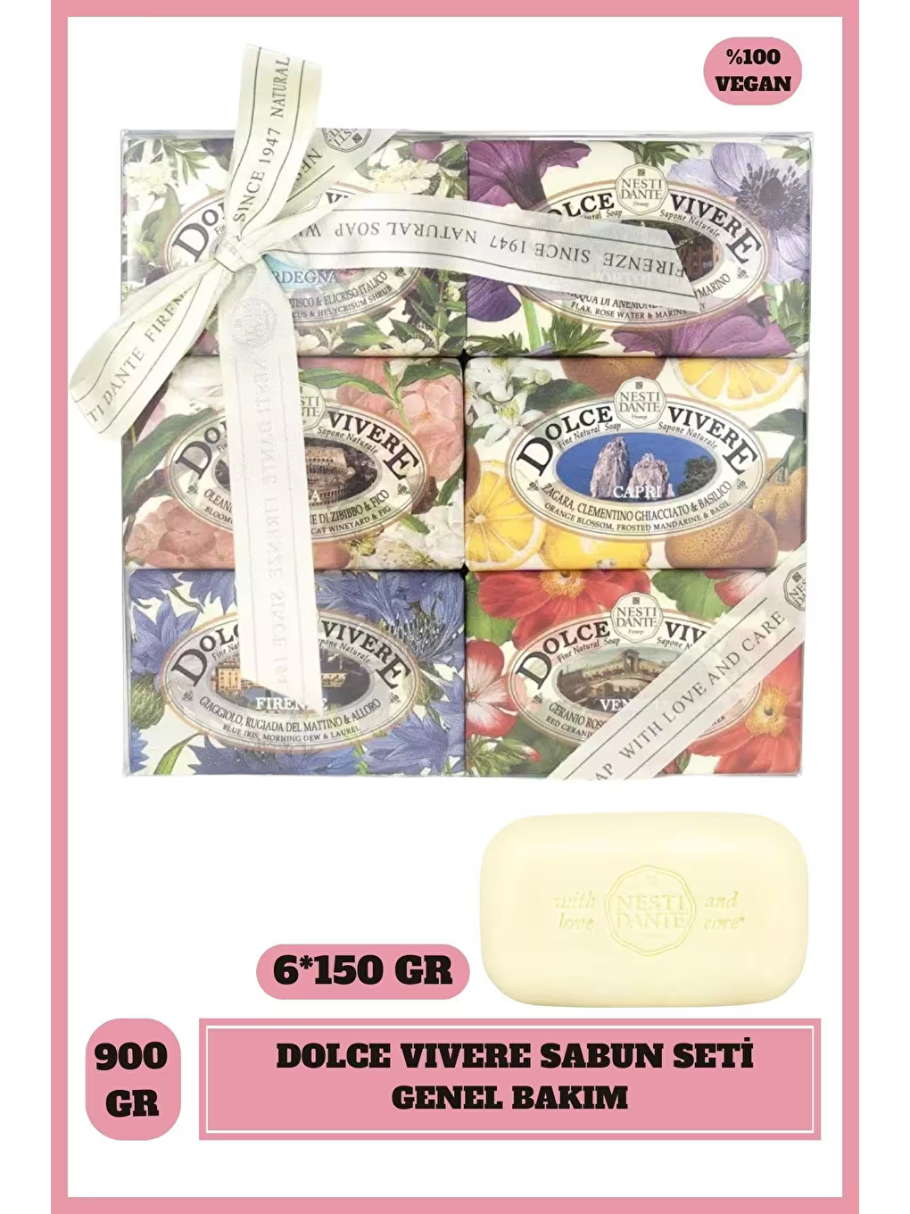 Sabun Seti Dolce Vivere 6'sı 1 Arada Kokulu Vegan Bakım 6 x 150 g