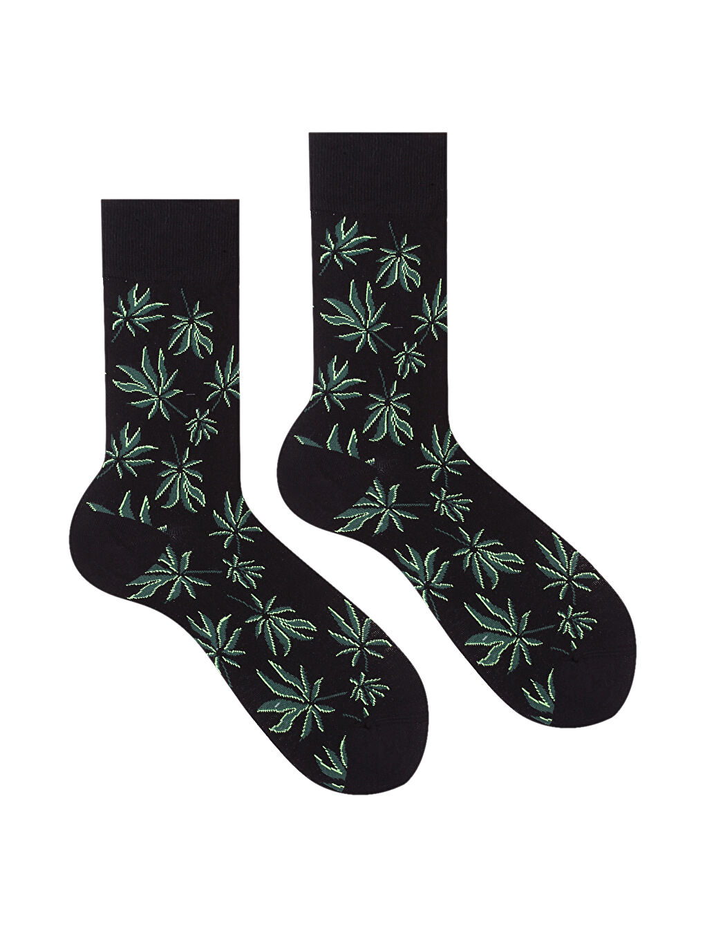 Karışık Yeşil Çiçek Desenli Çorap-1