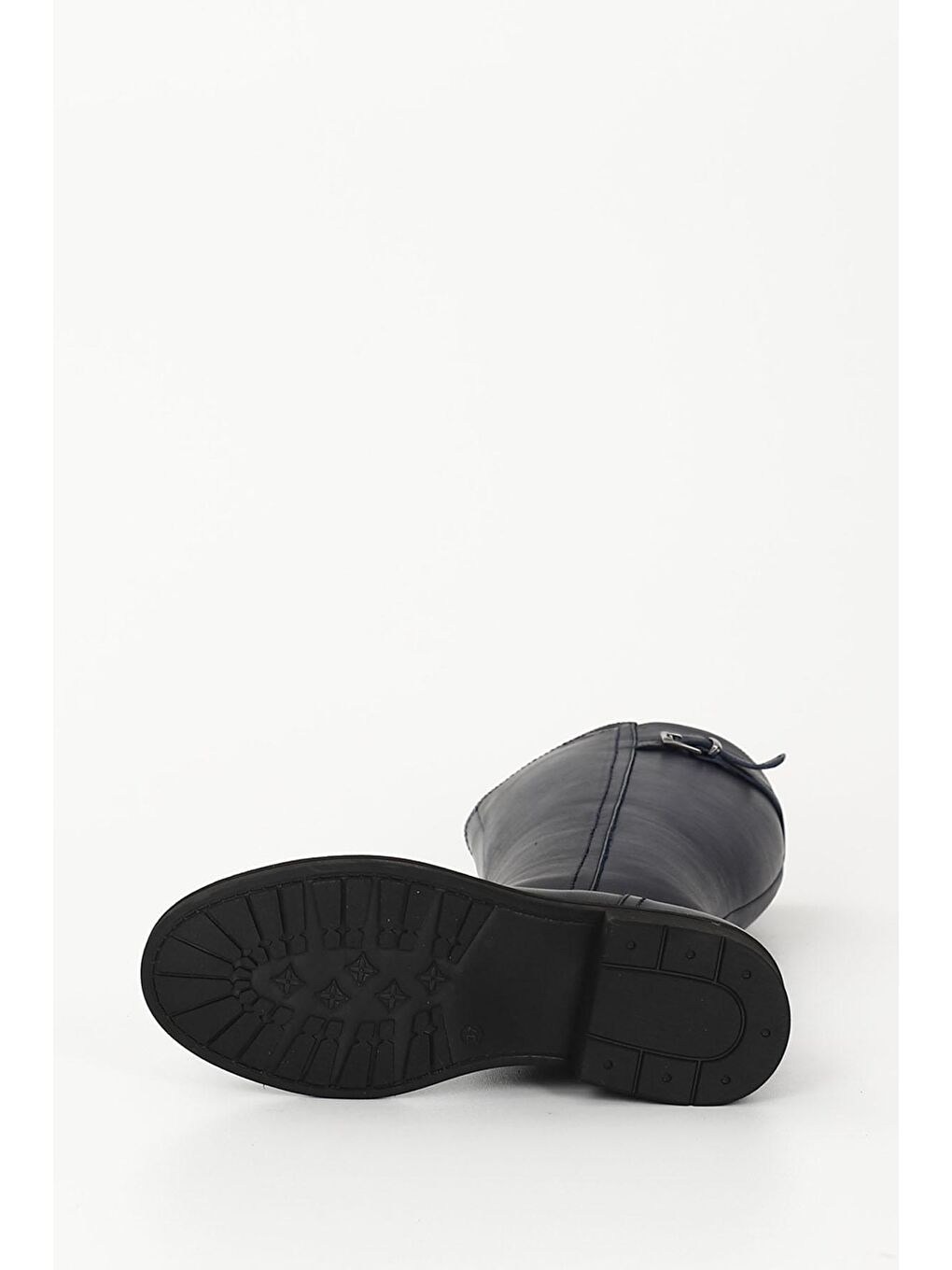 Lacivert LACİVERT  Hakiki Deri Yuvarlak Burun Kauçuk Taban Topuklu Fermuarlı Tokalı Kadın Günlük Çizme 44570-6