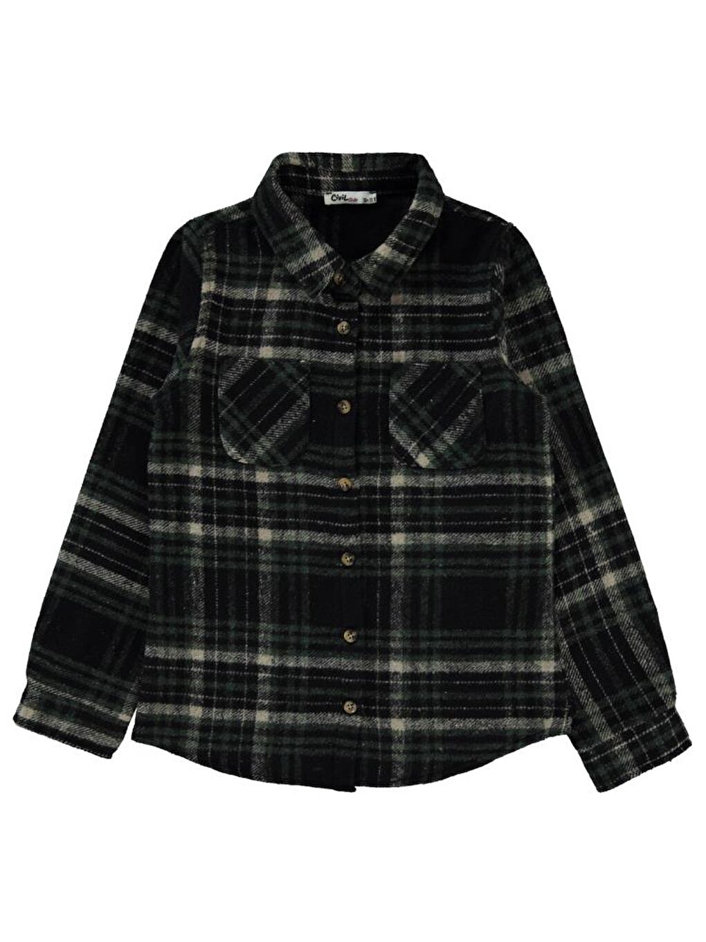 Girls Yakalı Çift Cepli 10-13 Yaş Gömlek - Yeşil 10-11 Yaş