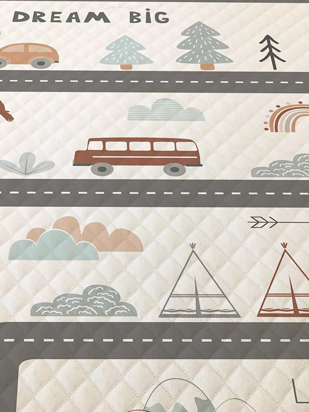 Karışık Yol Desen Tek Kişilik Çocuk Pike Takımı 160x220 cm-1