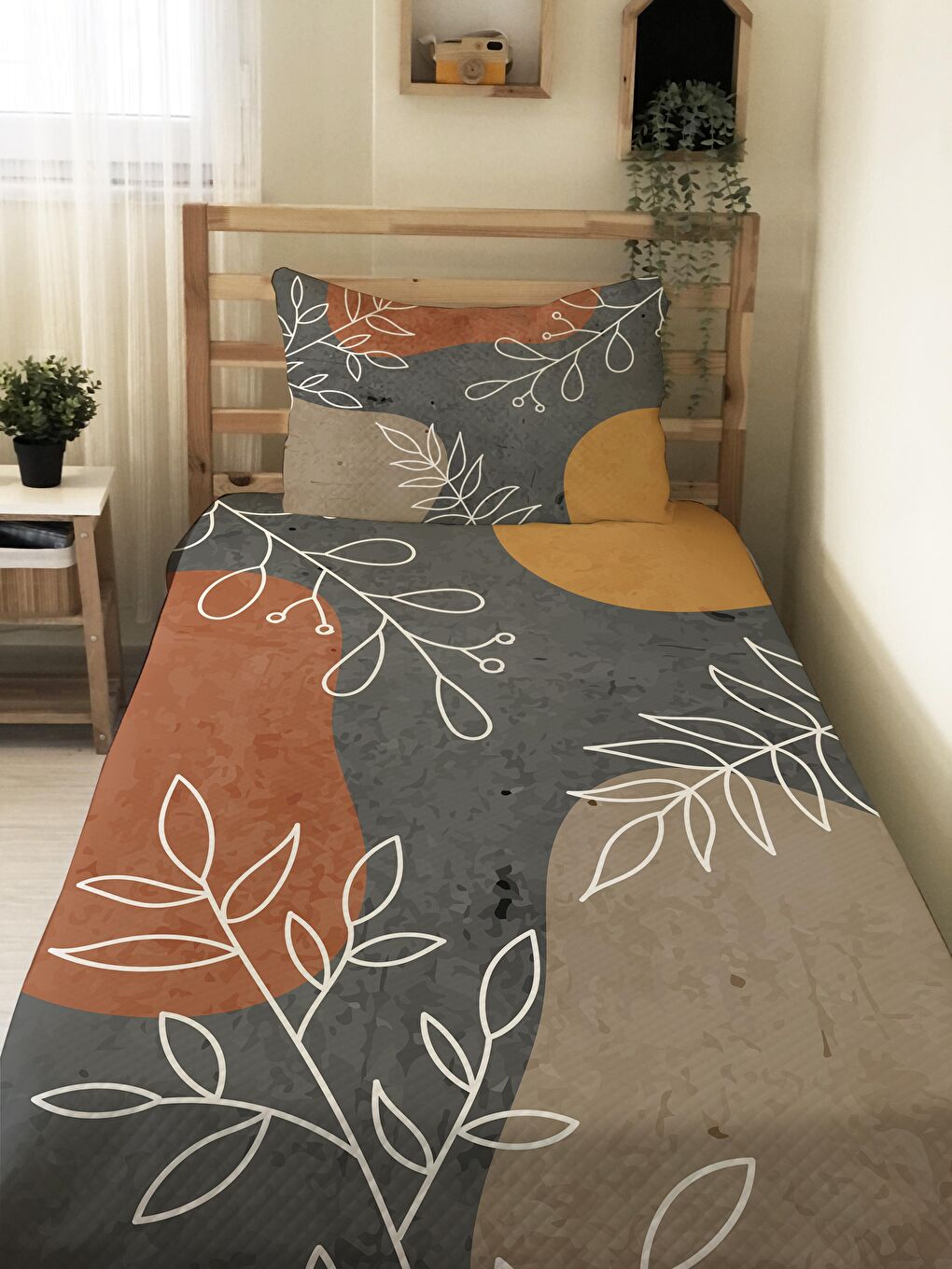 Karışık Soyut Desen Tek Kişilik Çocuk Pike Takımı 160x220 cm