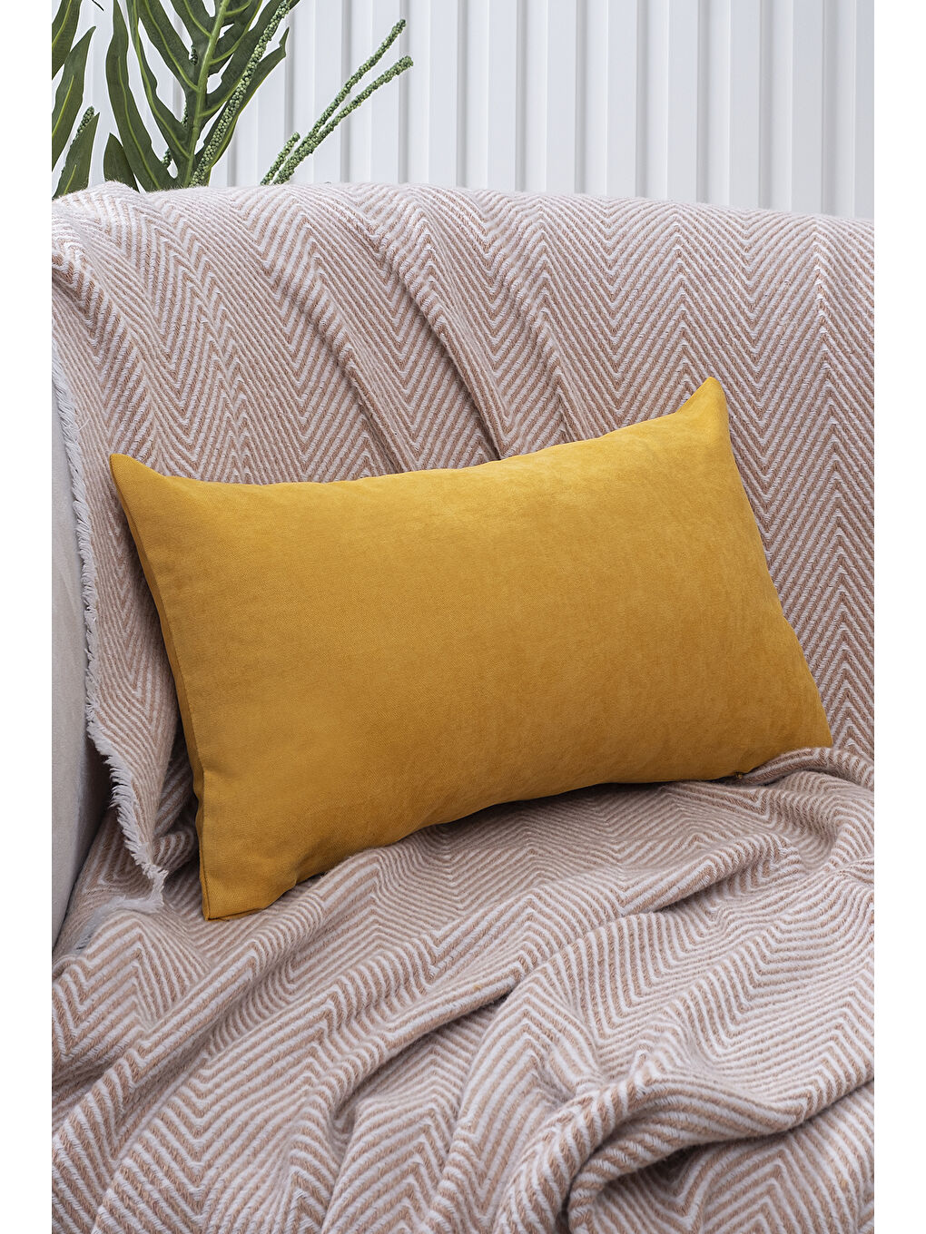 Sarı Kırlent Kılıfı Dekoratif Sade Panoroma 344