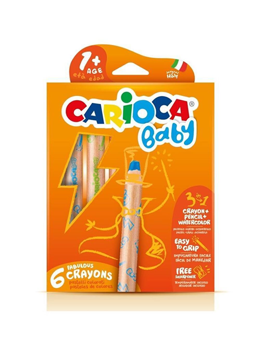 Baby Ahşap Gövde 3 in 1 Jumbo Mum Boya 6 Renk CRI-42817