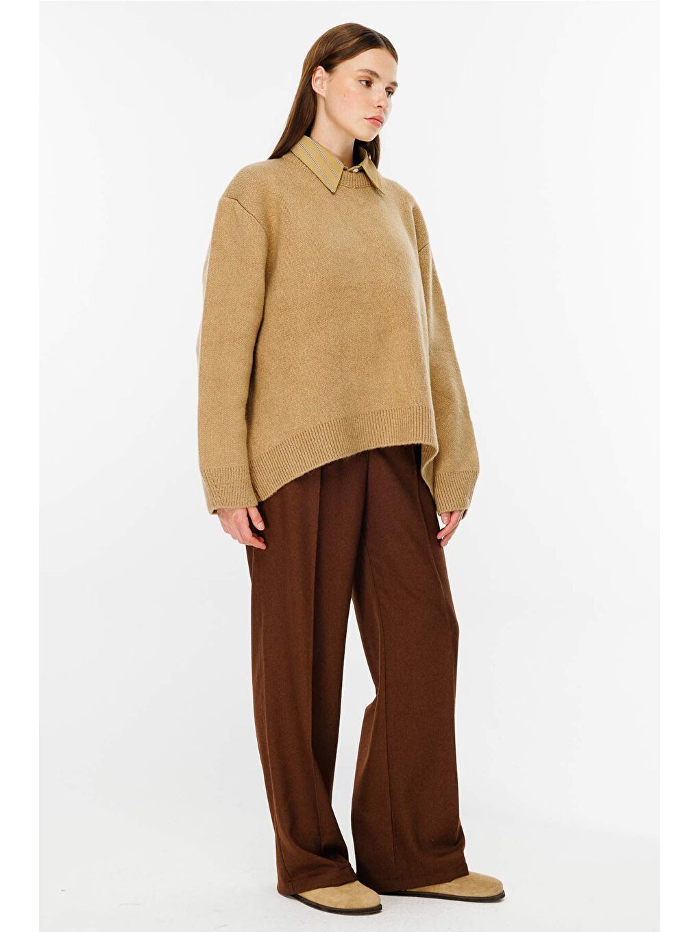 HOOOPSTORE Kahverengi Oversize Camel Kazak - 1