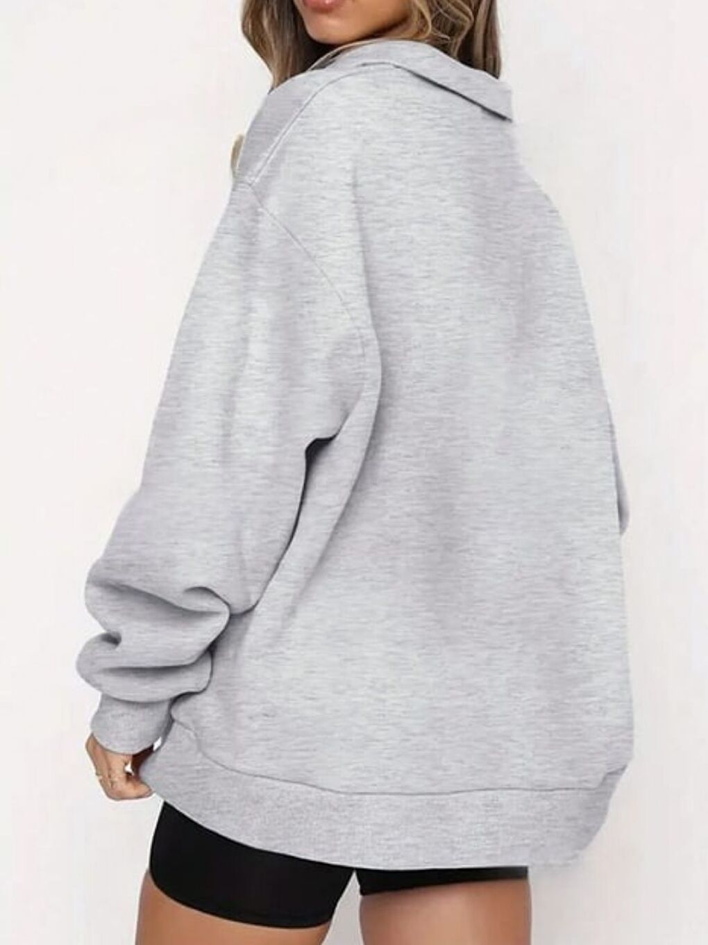 Kadın Gri Mama Life Baskılı Oversize Sweatshirt-1