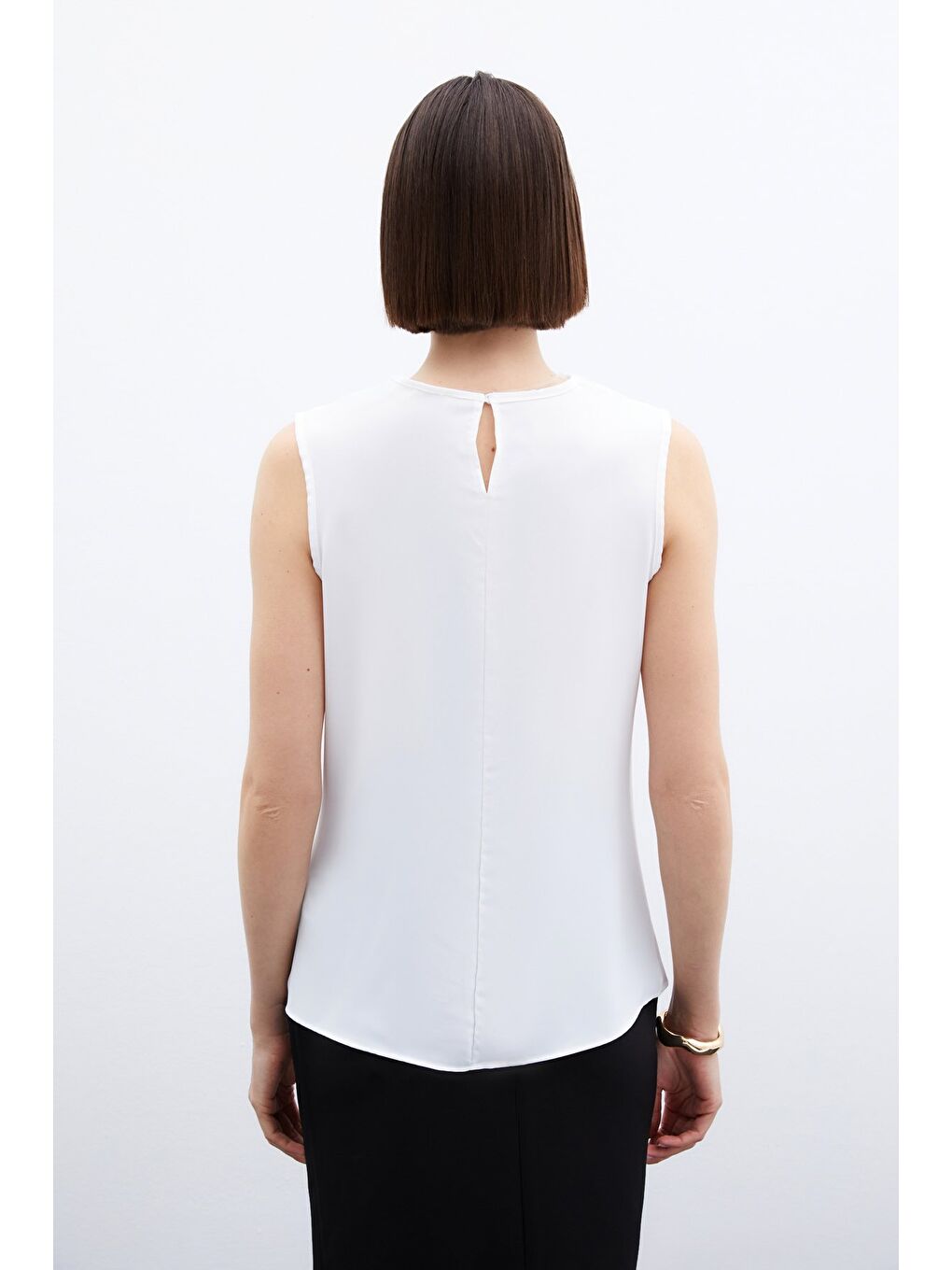 Degaje Yaka Kolsuz Bluz - Ekru-4