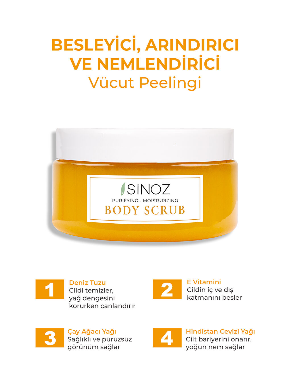 Sinoz Şeffaf Body Scrub Besleyici Arındırıcı Nemlendirici Vücut Peelingi 300 gr - 1