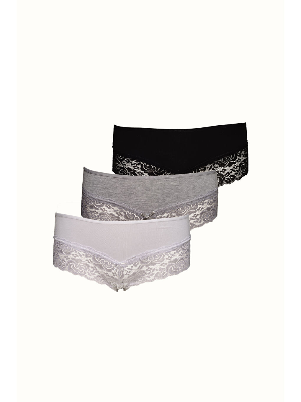 3 lü Paket Dantelli Külot 540 Siyah/Beyaz/Gri