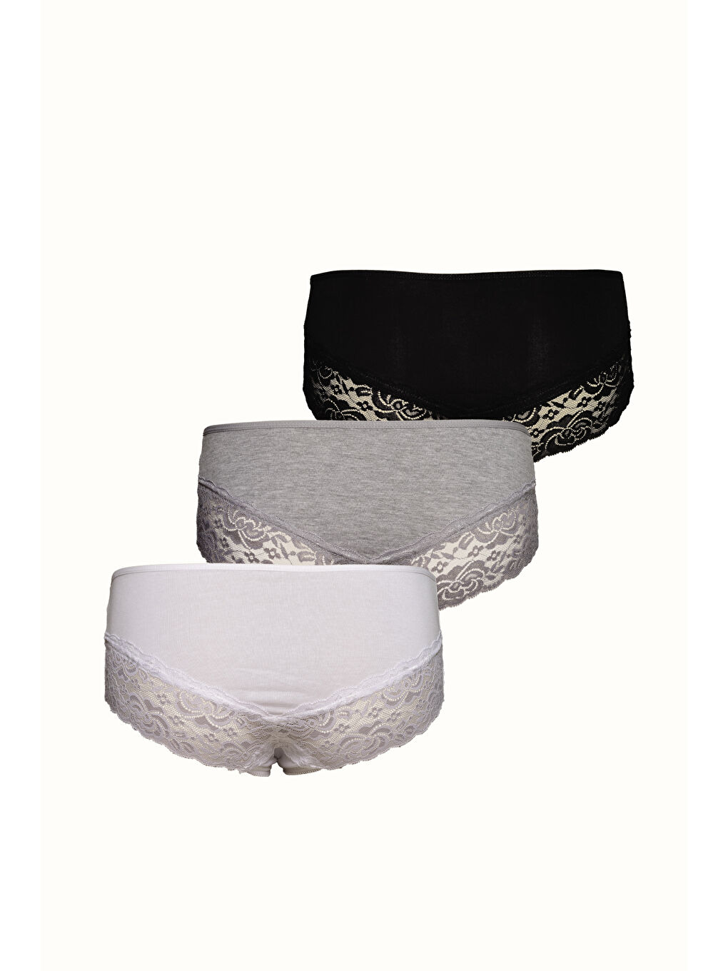 3 lü Paket Dantelli Külot 540 Siyah/Beyaz/Gri-1