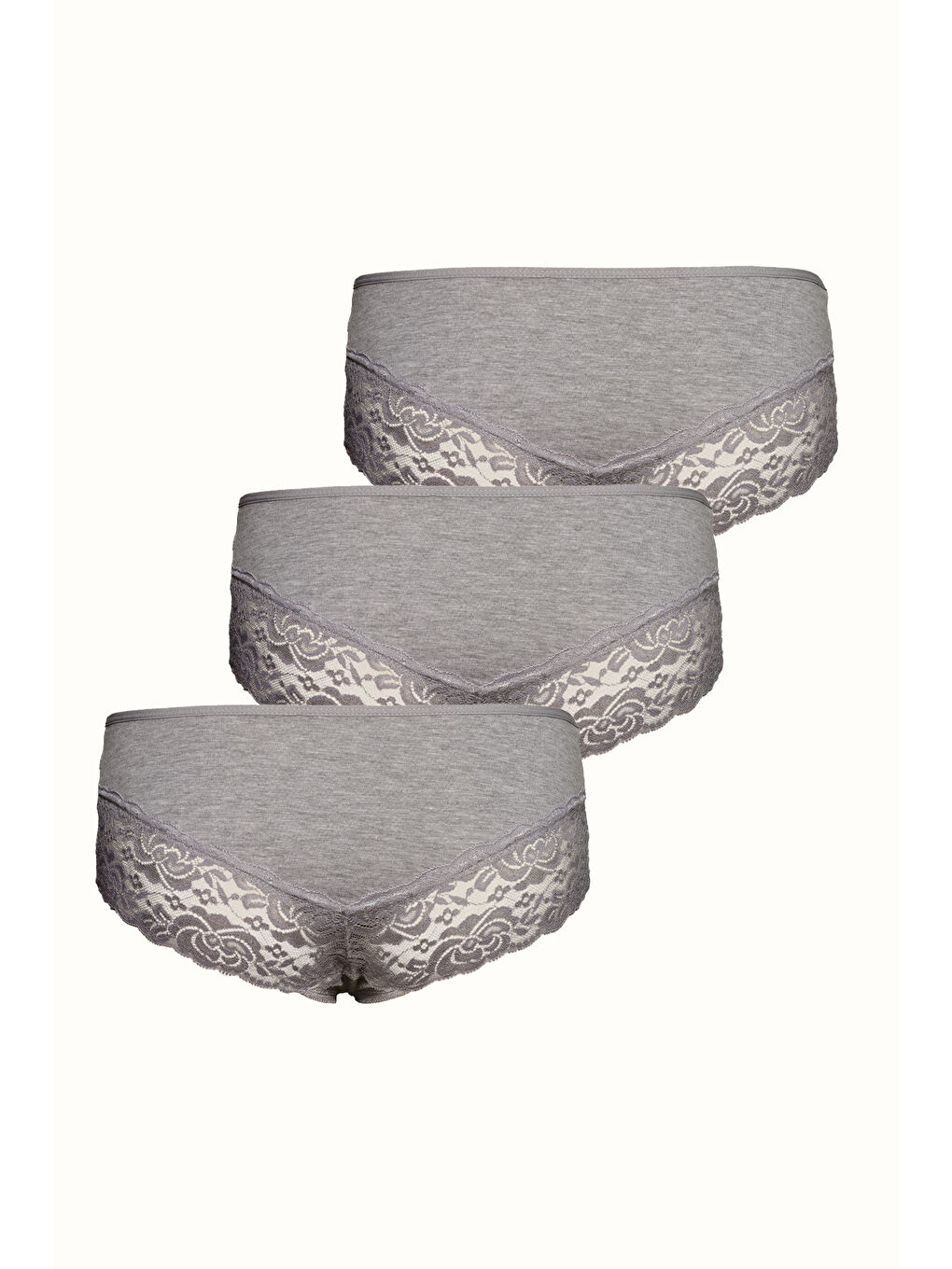 3 lü Paket Dantelli Külot 540 Gri-1