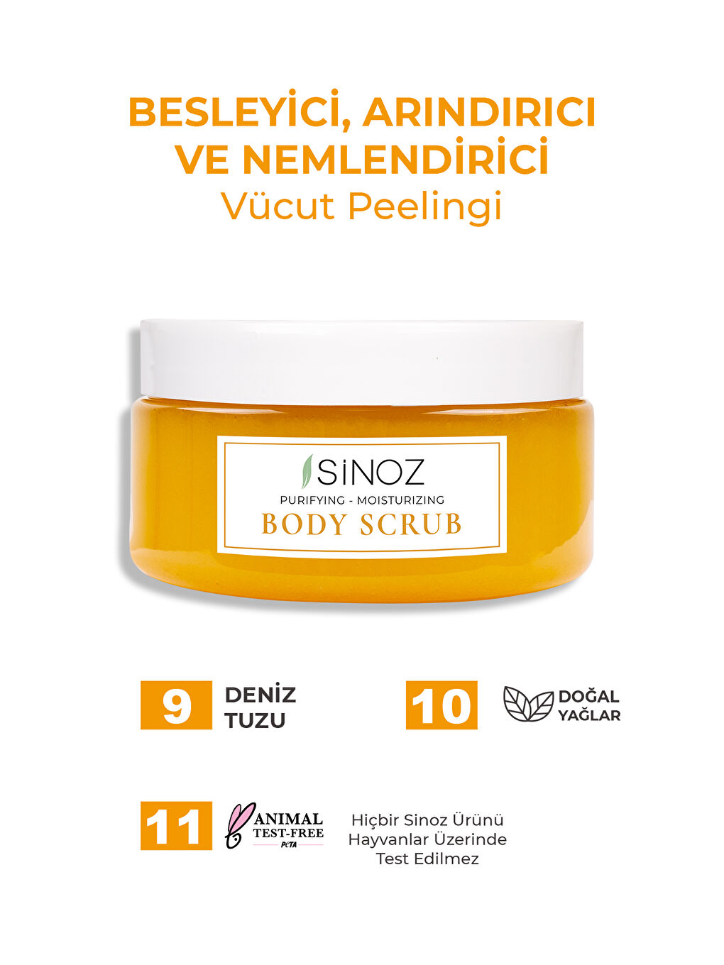 Sinoz Şeffaf Body Scrub Besleyici Arındırıcı Nemlendirici Vücut Peelingi 300 gr - 3