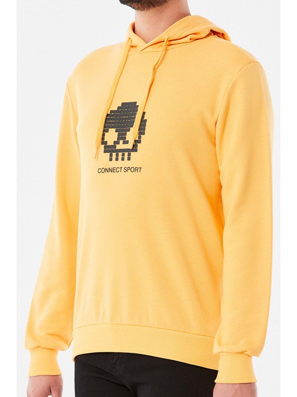 Sarı Baskılı Kapüşonlu Sweatshirt-3