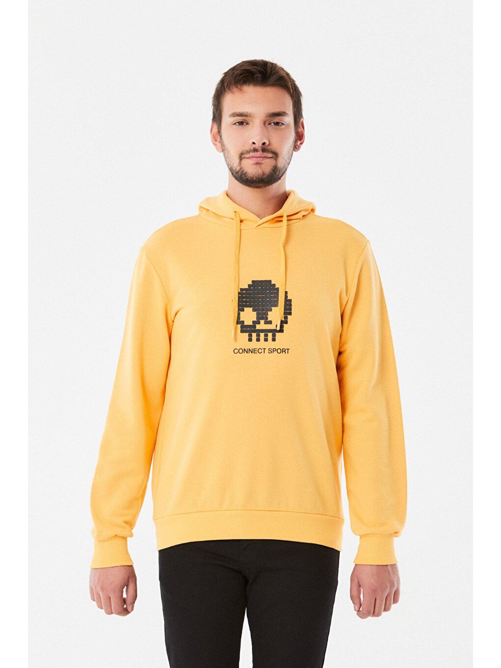Sarı Baskılı Kapüşonlu Sweatshirt-4