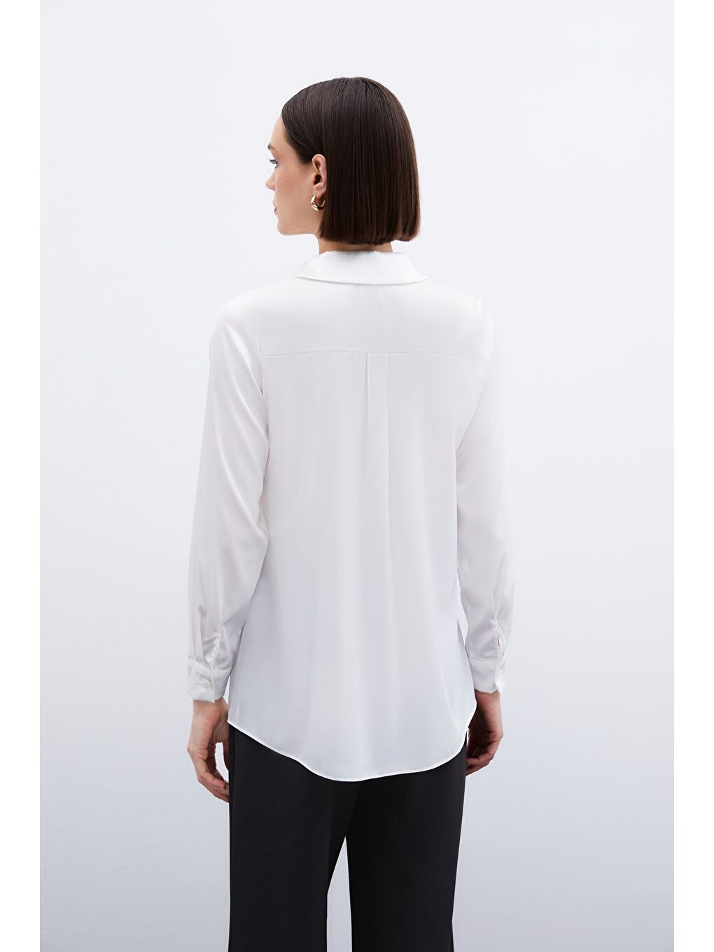 Saten Gömlek - Ekru-7