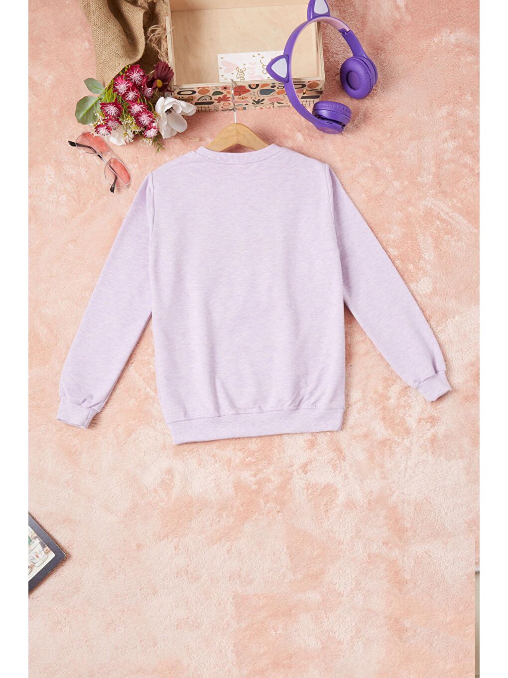 Pembe Life Kids Club Lila Dantelli Lale Nakışlı Kız Çocuk Sweatshirt 16768 - 4