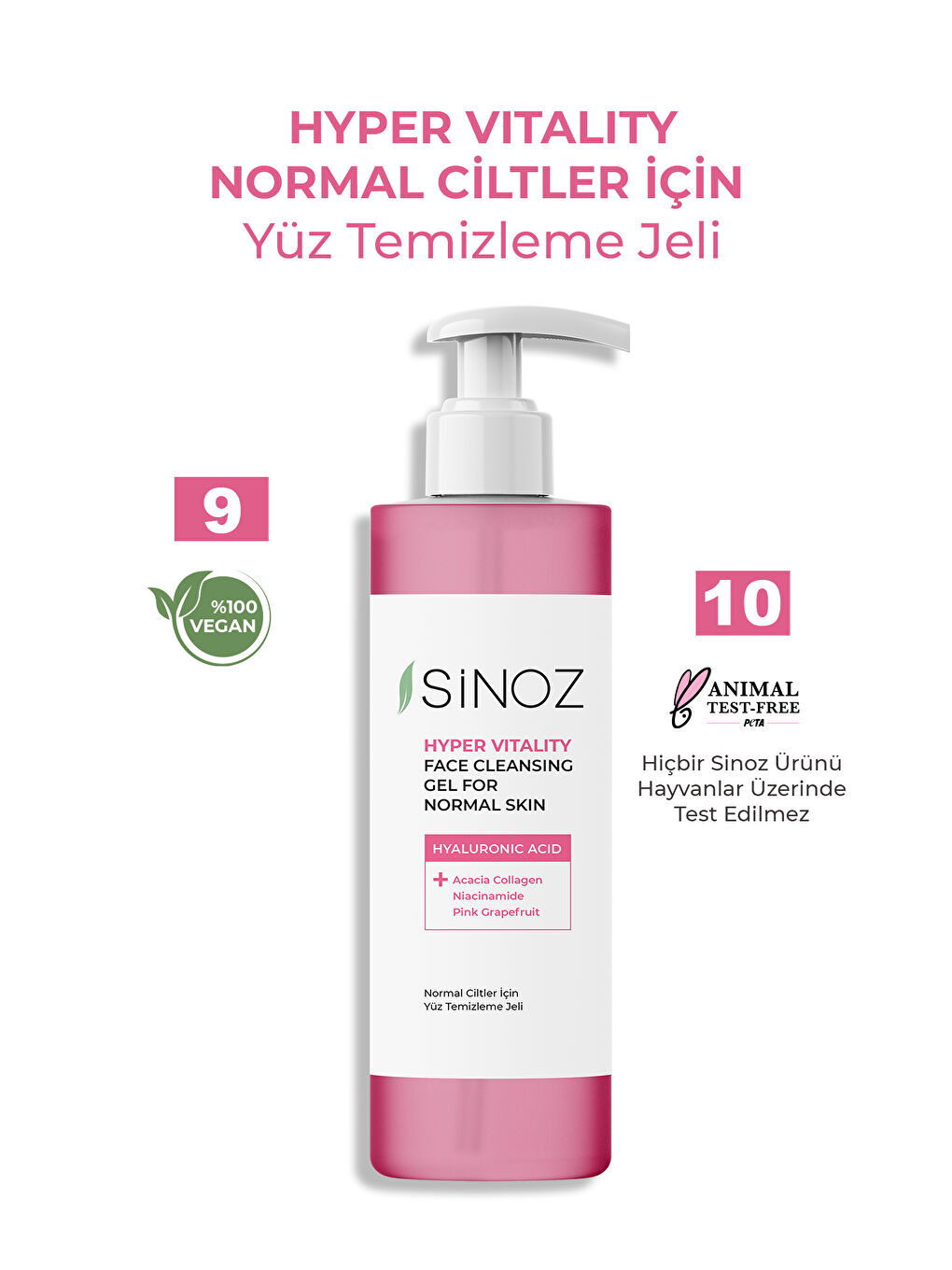 Sinoz Şeffaf Normal Ciltler için Yüz Temizleme Jeli 400ML - 3