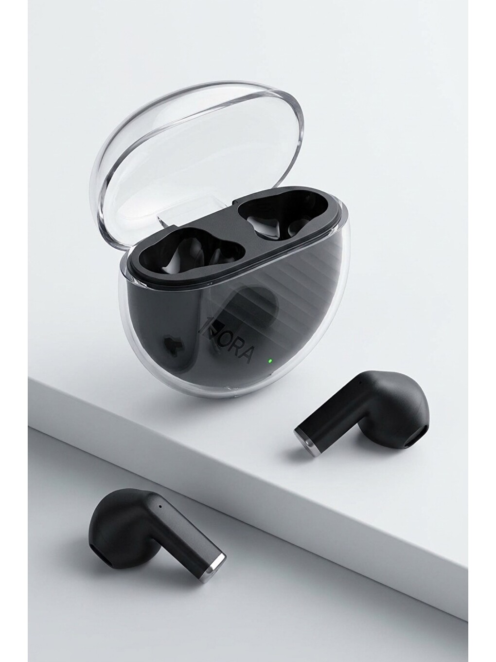 1HORA AUT209 Bluetooth Kulaklık Şeffaf Dokunmatik Kablosuz iOS Android Şarj Kutulu Siyah-1