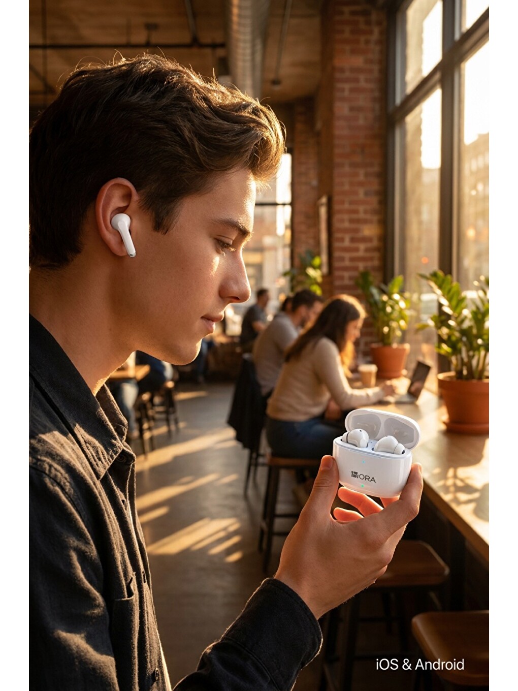 1HORA AUT203 Bluetooth Kulaklık Dokunmatik Kablosuz iOS Android Şarj Kutulu Beyaz-1