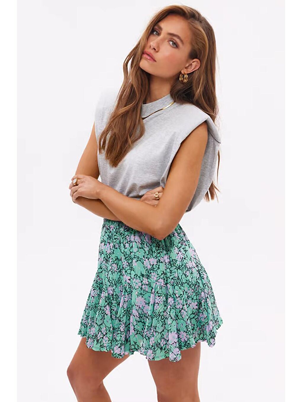 Gri Vatkalı Tişört Mg900-3