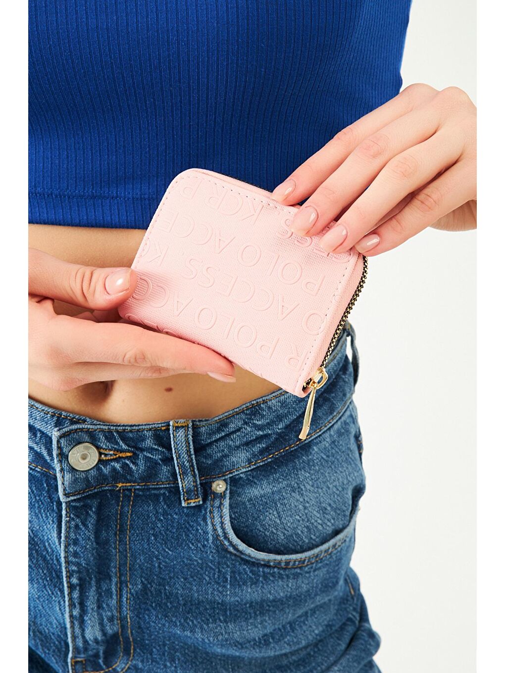 Yazılı Küçük Kartlıklı El Çantası Pembe-1