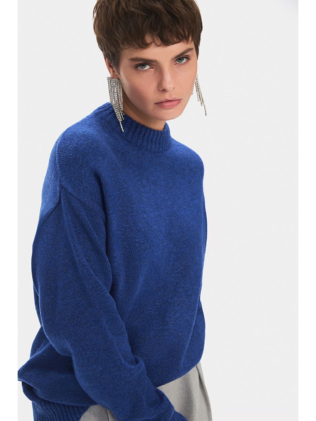 Mavi Bisiklet Yaka Triko Kazak