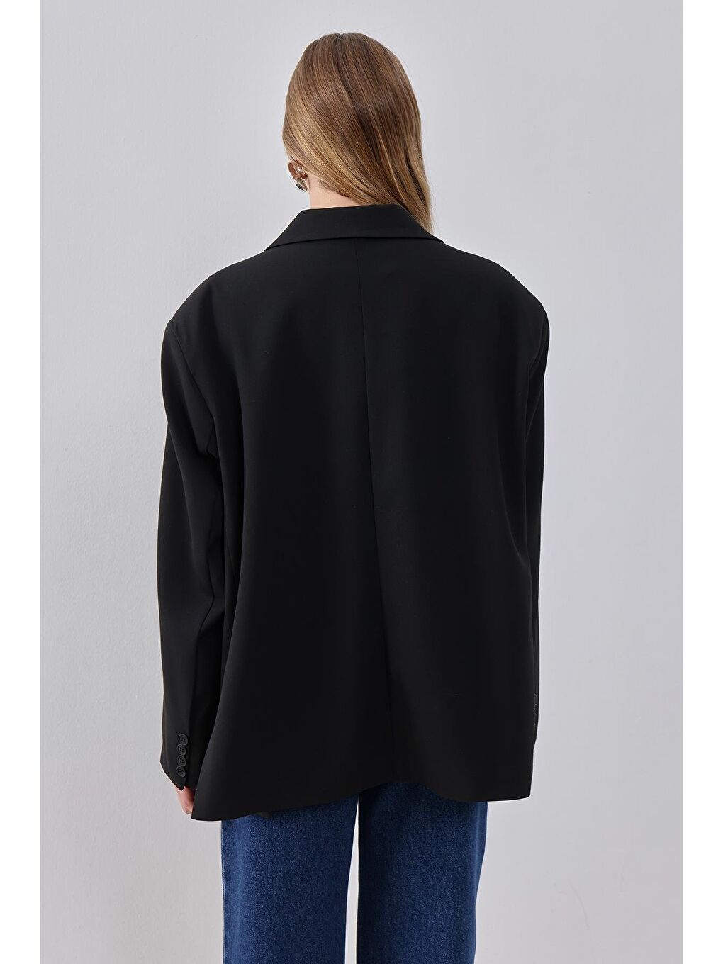 X Narod Bıçakçı Siyah Oversize Vatkalı Astarlı Ceket-9