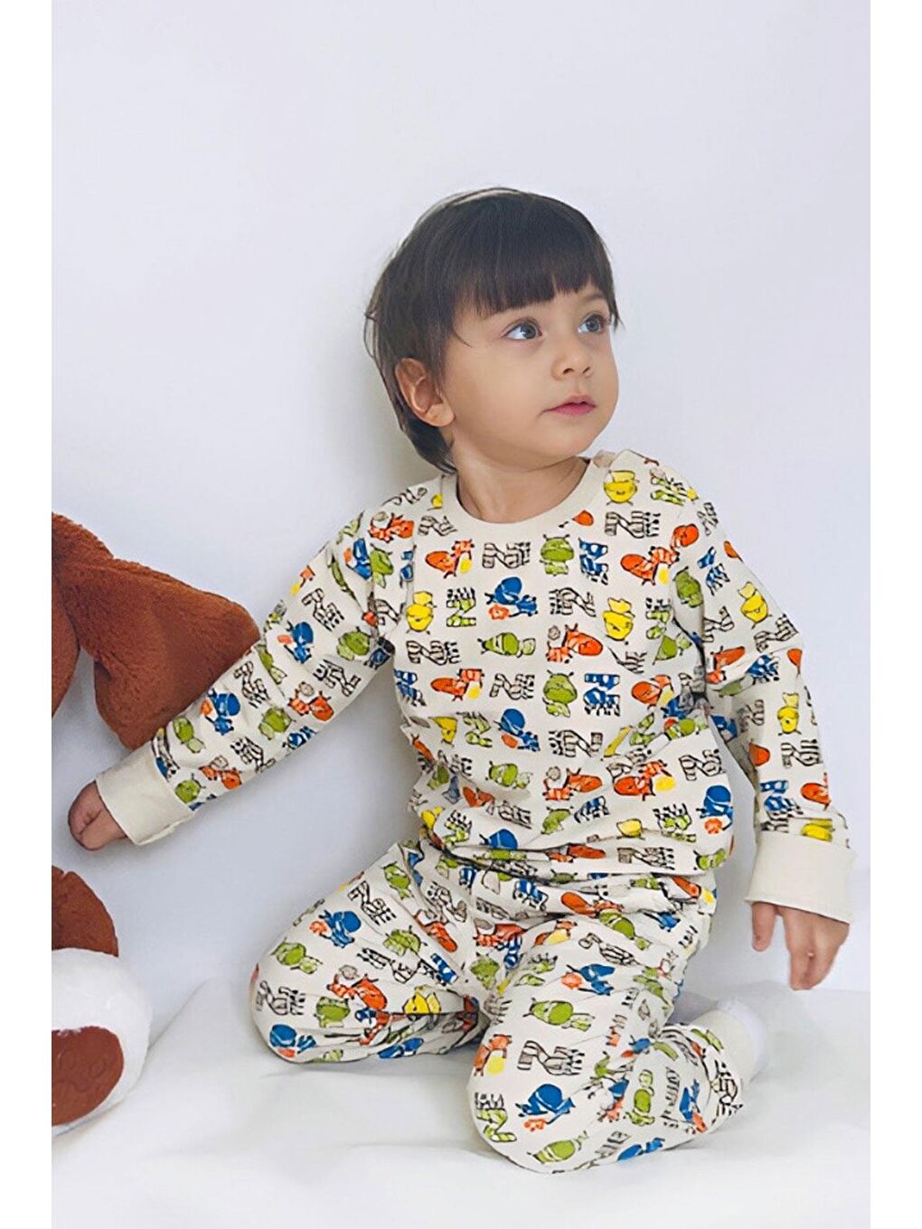 Ekru Erkek Çocuk Eşofman Takımı Zebra Macerası Krem (1.5-3 Yaş)