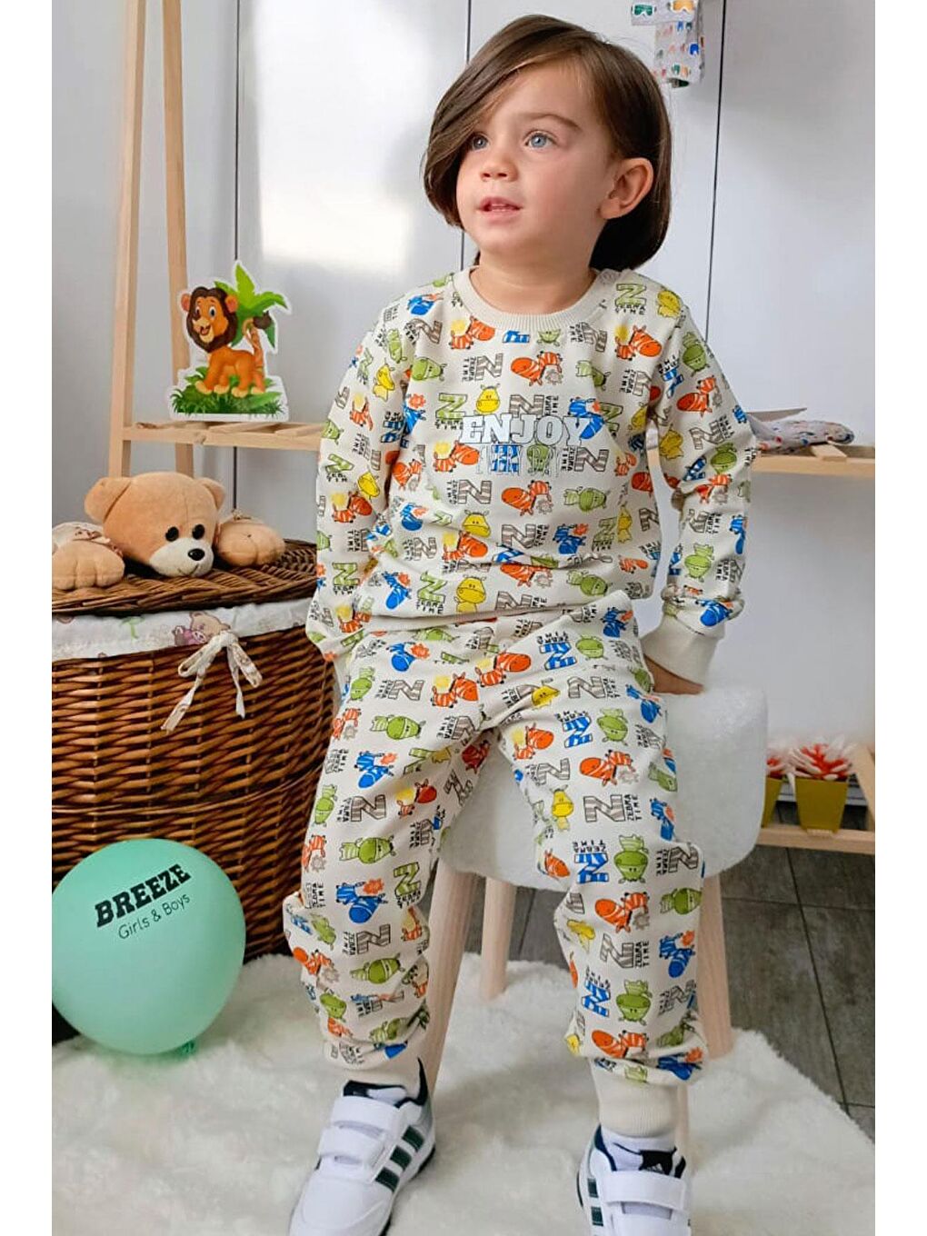 Ekru Erkek Çocuk Eşofman Takımı Zebra Macerası Krem (1.5-3 Yaş)-4
